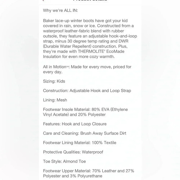 NWT new target kids 3 baker all in motion waterproof Velcro black boots snow - Picture 7 of 17